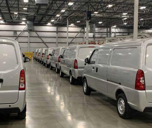 Mullen CEO David Michery posted an image like this on social media that appears to show new delivery vans parked inside the Robinsonville plant.